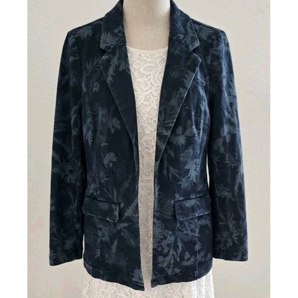 Liverpool Los Angeles Denim Blazer M Womens Botanical Floral Print Jacket